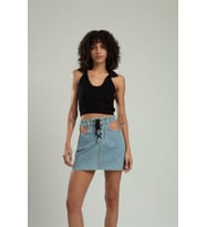 Sifu Tekstil Polo Yaka  Kadın Saç Örgülü Yuvarlak Açmalı Spor Triko Bluz Atlet Crop Top SFYZ1010 (Siyah)