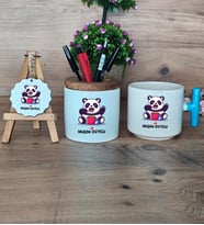 Sevimli Panda Hediye Sepeti Kupa Bardak T Kulplu, Kalemlik ve Anahtarlık Arkadaşa Sevgiliye Hediye (Model 3)