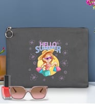 BK Gİft Yaz Temalı-2 Astarlı Portföy Çanta 30x21cm(12 Renk Seçeneği), Baskılı El Çantası, Organizer Çanta (Antrasit)