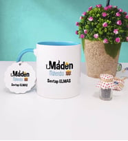 Maden Mühendisi Kupa Bardak ve Anahtarlık (Mavi)