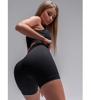 Mistirik Biker Örme Kumaş Seamless Model Fitilli Şort (Siyah)
