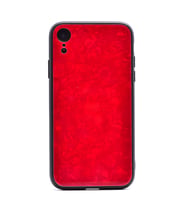 iPhone XR Kılıf Mermer Desenli Marbel Cam Silikon Kılıf (Kırmızı)