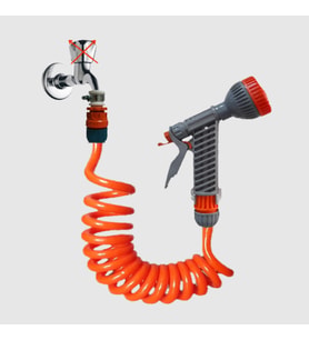 Plasyay Spiral Bahçe Çiçek Çim Sulama Hortumu ve Tetikli Süzek Başlıklı Set 5 Metre (Turuncu)