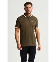 ALEXANDERGARDI FERMUAR DETAYLI POLO YAKA T-SHİRT (BARAKM) (Haki)