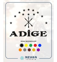 Adige Çerkez Bayrağı Sticker siyah 25x15 CM (Siyah-Siyah)