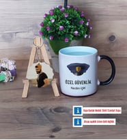 Özel Güvenlik Görevlisi Kupa Bardak Beyaz ve Fotoğraflı Ahşap Anahtarlık Hediye (Model 9)