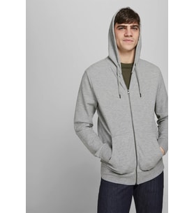 Jack & Jones Fermuarlı Erkek Kapüşonlu Sweatshirt - 12181901 (Gri)