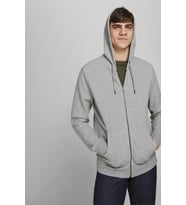 Jack & Jones Fermuarlı Erkek Kapüşonlu Sweatshirt - 12181901 (Gri)