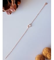 beyaz zirkon taşlı kalpli gümüş bileklik (Rose)