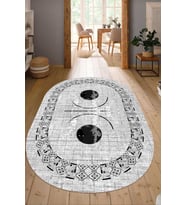 Dijital Baskılı Kaymaz Taban Yıkanabilir Oval Salon Halısı Mutfak Halısı Yolluk NDO-SD-1067 (Gri)