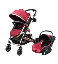Norfolk  Baby Voyage Air Luxury 5in1 Travel Sistem Bebek Arabası - Ayak Örtüsü Hediye (Kırmızı)