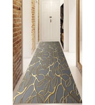 Dijital Baskılı Kaymaz Taban Yıkanabilir Modern Yolluk Ve Koridor Halısı NDU-HS-211 (Gold)