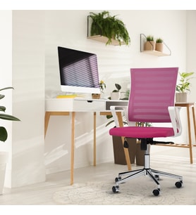 Asbir Mobilya Ceo Fileli Çalışma Koltuğu Ofis Sandalyesi Çalışma Sandalyesi (Pembe)