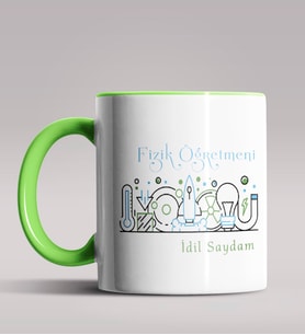 Kişiye Özel Fizik Öğretmeni Tasarımlı Siyah Renk Kupa Bardak 3 (Yeşil)