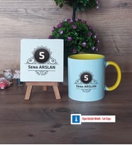 Baş Harf ve İsim Soyisim Dekoratif Taş, Kupa Bardak Kırmızı Hediye (Model 6)