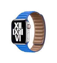 Apple Watch 7/8/9 41mm Kordon Baklalı Deri Kordon (Mavi)