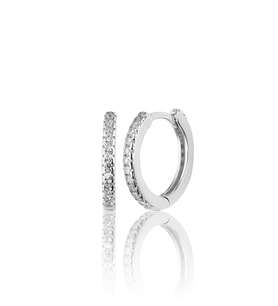 Zirkon taşlı 925 ayar Gümüş Halka küpe 17 mm (Gümüş)