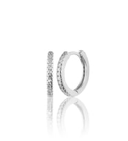 Zirkon taşlı 925 ayar Gümüş Halka küpe 17 mm (Gümüş)