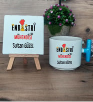 Endüstri Mühendisi Hediye Seti Kupa Bardak T Kulplu ve Dekoratif Taş Mühendisler Günü Hediyesi (Model 3)
