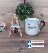 Eşe Hediye Kupa Bardak Beyaz ve Fotoğraflı Ahşap Anahtarlık Hediye (Model 10)