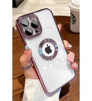 iPhone 13 Pro Kılıf Köşeleri Renkli Şeffaf Kamera Korumalı Silikon Luxury Kapak (Rose)