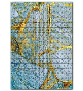 Cakapuzzle Altın Damarlı Mavi Mermer Doku Puzzle Yapboz MDF (Ahşap) (1000 Parça)