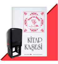 Kişiye Özel  Çerçeveli 5 Tarihli Kitap Kaşesi (Kırmızı)