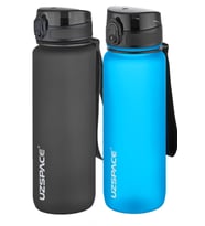 Uzspace 2'li Tritan Matara Seti 800 ml 14 Farklı Renk Seçeneği FiftyFifty (Siyah - Turkuaz)