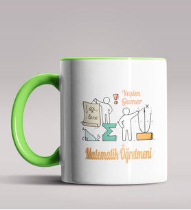 Kişiye Özel Matematik Öğretmeni Tasarımlı Siyah Renk Kupa 10 (Yeşil)
