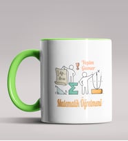 Kişiye Özel Matematik Öğretmeni Tasarımlı Siyah Renk Kupa 10 (Yeşil)