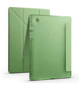 Samsung Galaxy Tab A8 10.5 SM-X200 (2021) Kılıf Kalem Bölmeli Standlı Ön Arka Tam Koruma Katlanabilir Uyku Modlu Kılıf Tri Folding (Açık Yeşil)