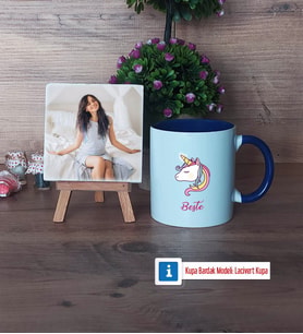 Unicorn Fotoğraflı Dekoratif Taş, Kupa Bardak Beyaz Hediye (Model 3)