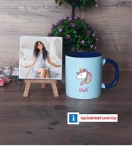 Unicorn Fotoğraflı Dekoratif Taş, Kupa Bardak Beyaz Hediye (Model 3)