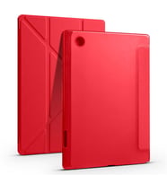 Samsung Galaxy Tab A8 10.5 SM-X200 (2021) Kılıf Tri Folding Kalem Bölmeli Standlı Yumuşak Silikon Kılıf (Kırmızı)
