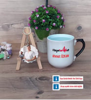 Fizyoterapist Kupa Bardak Beyaz ve Fotoğraflı Ahşap Anahtarlık Hediye (Model 10)