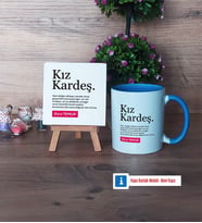 Kız Kardeş Dekoratif Taş, Kupa Bardak Kırmızı Hediye (Model 3)