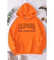 California Baskılı Oversize Sweatshirt (Turuncu)