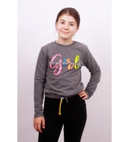 Toontoy Kız Çocuk Girl Baskılı Sweatshirt  (Antrasit Melanj)