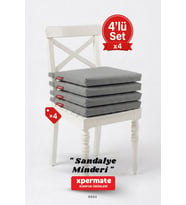 XPERMATE  Fermuarlı 4'lü Sandalye Minderi Su İtici Kumaş 40x40 cm Sünger Sandalye Minderi Bağcıklı (Antrasit)