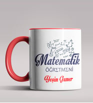 Kişiye Özel Matematik Öğretmeni Tasarımlı Siyah Renk Kupa 8 (Kırmızı)