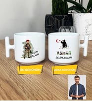 Kişiye Özel Karikatürlü Asker T Kupa Bardak Askere Hediye Asker Sevgiliye Hediye (Beyaz)
