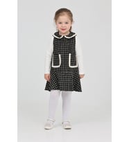 Kız Çocuk Şanel Kumaş Cepli  2'li Elbise (Elbise+Bady Bluz)12175 EFTELYA (Siyah)