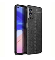 Oppo A55 4G Kılıf Deri Tarzı Niss Silikon Case (Siyah)