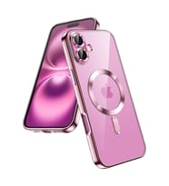Apple iPhone 16 Kılıf Kamera Lens Korumalı Renkli Magsafe Şarj Uyumlu Şeffaf Silikon (Rose - Gold)