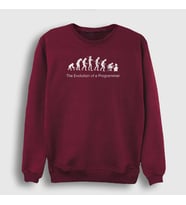 Presmono Unisex Beyaz Evolution Evrim Developer Yazılımcı Sweatshirt 333082tt (Bordo)