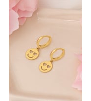 925 AYAR GÜMÜŞ SALLANTILI EMOJİ GÜLEN YÜZ KÜPE (Gold)