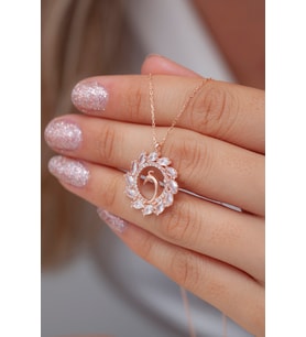 925 Ayar Gümüş Tavus Kuşu Kolye (Rose)