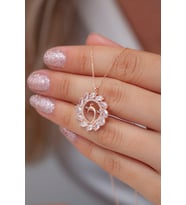 925 Ayar Gümüş Tavus Kuşu Kolye (Rose)