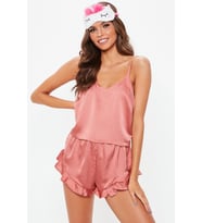 Merry See Saten Şortlu Pijama Takım (Pembe)
