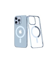 Uyumlu Model Apple iPhone 13 Pro Kılıf Magsafe Sararmaz Şeffaf Mika Kapak (Açık Mavi)